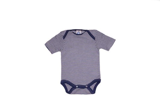 Cosilana Baby Body 71052  l Wolle Seide l 128 Marine-Natur- Ringel