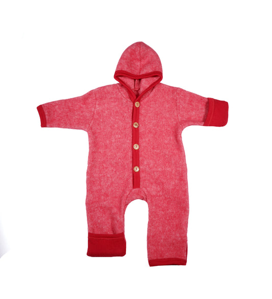 Cosilana Wollfleece-Overall 48918 l  Wolle Baumwolle I 104 Rot- Melange