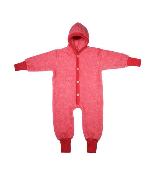 Cosilana Wollfleece-Overall 48928 l  Mitwachsend l Wolle Baumwolle I 104 Rot- Melange