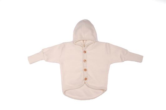 Cosilana Wollfleece Jacke 48930 mit Kapuze – Bio Schurwolle Baumwolle l 01 Natur