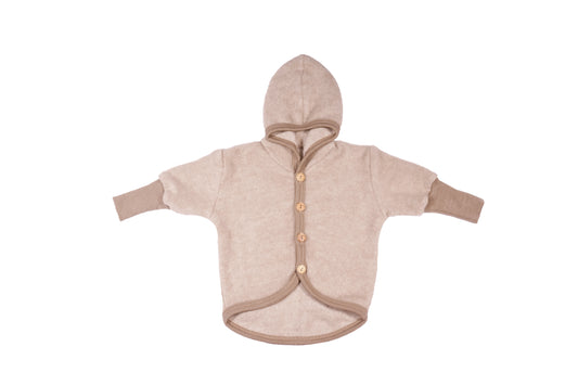 Cosilana Wollfleece Jacke 48930 mit Kapuze – Bio Schurwolle Baumwolle l 100 Lattemacciato