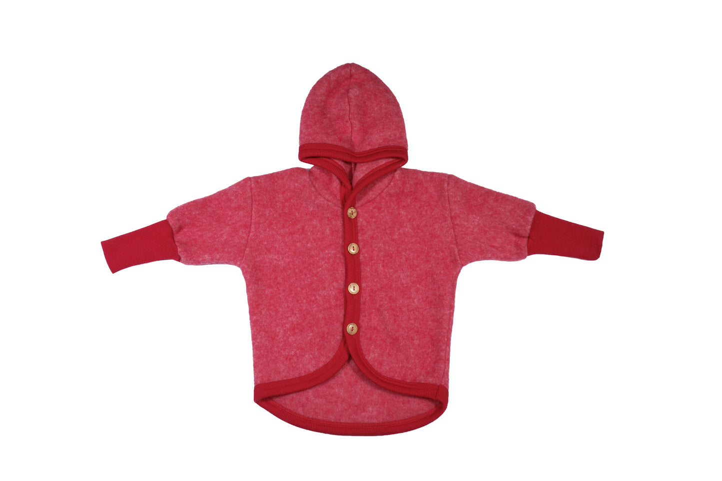 Cosilana Wollfleece Jacke 48930 mit Kapuze – Bio Schurwolle Baumwolle l 104 Rot- Melange