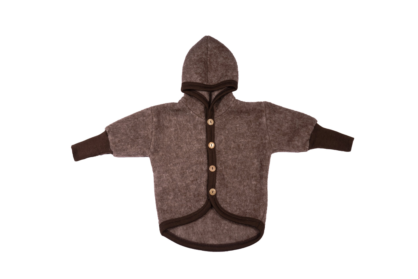 Cosilana Wollfleece Jacke 48930 mit Kapuze – Bio Schurwolle Baumwolle l 115 Braun- Melange