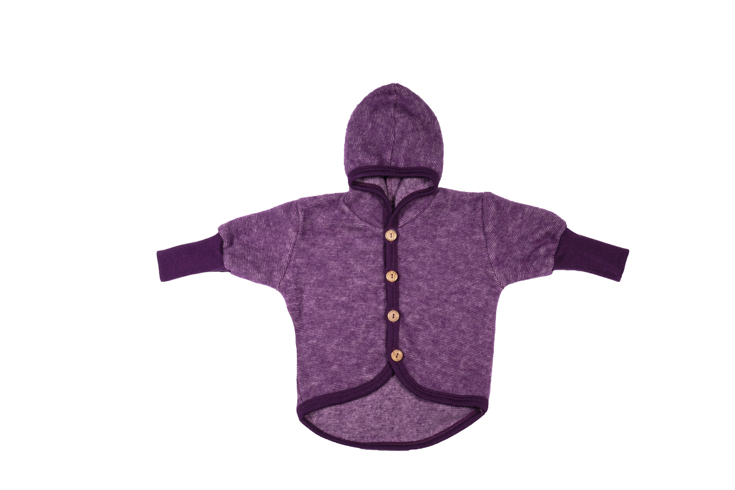 Cosilana Wollfleece Jacke 48930 mit Kapuze – Bio Schurwolle Baumwolle l 113 Pflaume- Melange