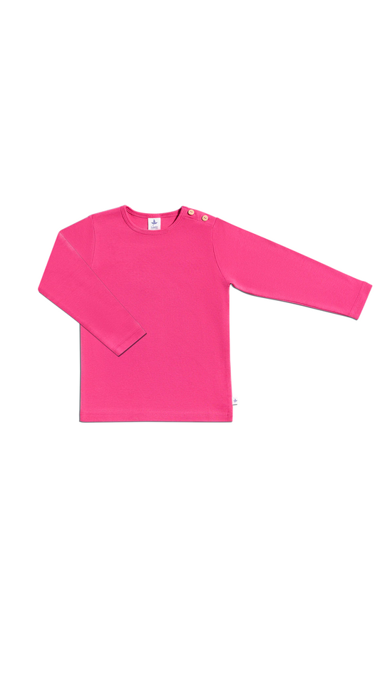 Langarmshirt für Kinder l Bio Baumwolle – Leela Cotton | Atmungsaktiv, nachhaltig & mit Holzknöpfen l Pink